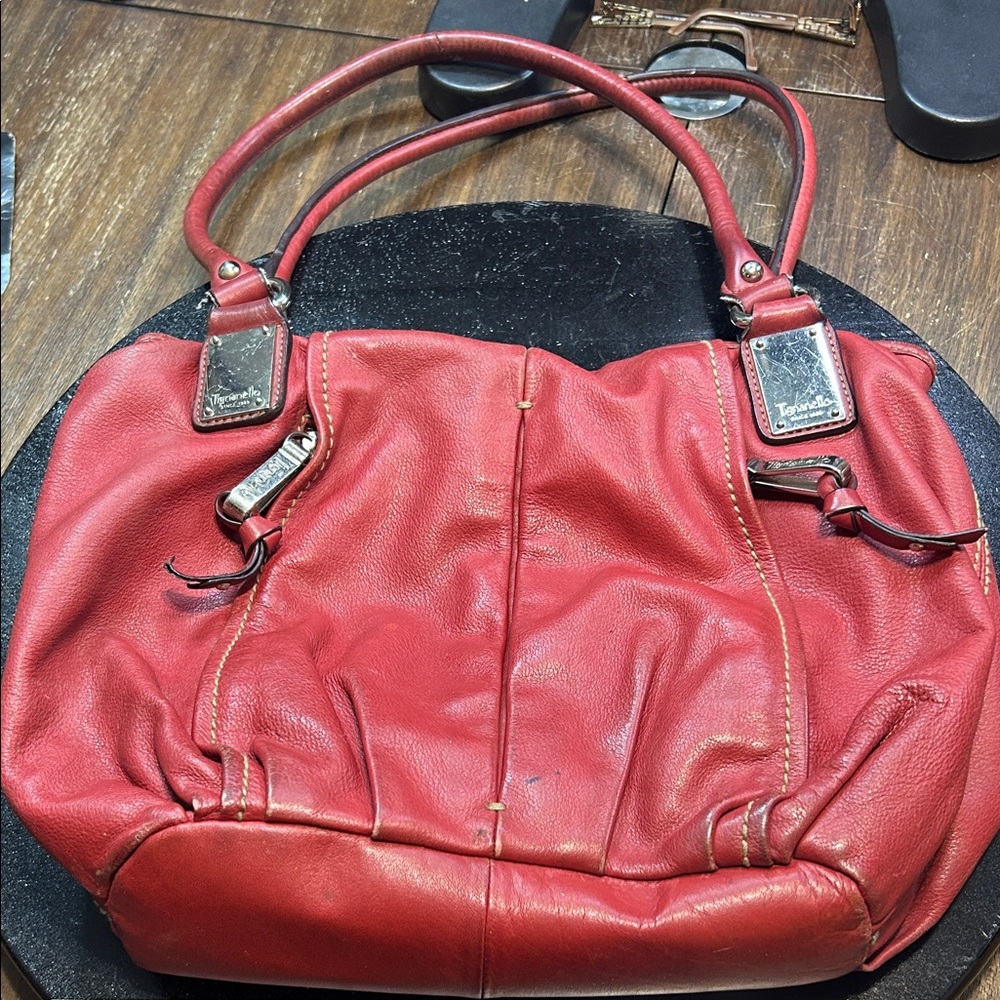 Tignanello Red Leather Shoulder Bag